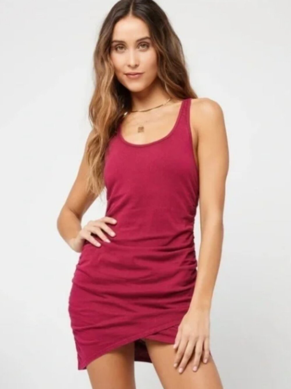 L*SPACE Wildwood Mini Tank Dress Size Small In Cabernet NEW  NWT